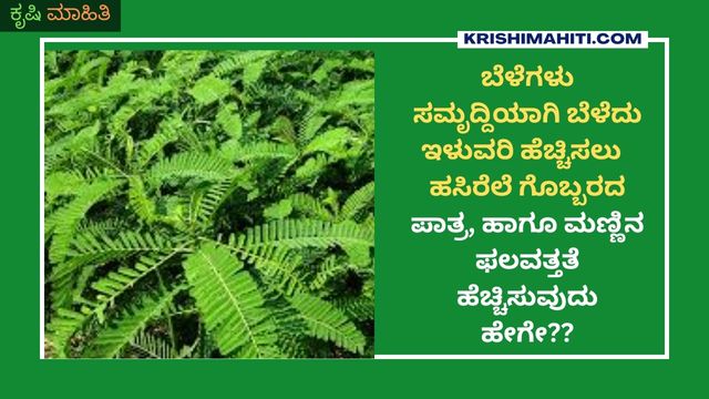 ಬೆಳೆಗಳು ಸಮೃದ್ದಿಯಾಗಿ ಬೆಳೆದು ಇಳುವರಿ ಹೆಚ್ಚಿಸಲು ಮಣ್ಣಿನ ಫಲವತ್ತತೆ ಹೆಚ್ಚಿಸುವುದು ಹೇಗೇ